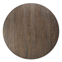 Acme Raphaela Round Wooden Dining Table In Weathered Cherry