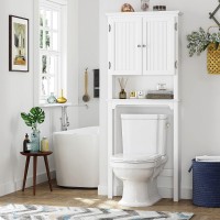 Utex Bathroom Storage Over The Toilet, Bathroom Cabinet Organizer With Adjustable Shelves And Double Doors, Wood Bathroom Space Saver, White
