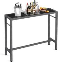 Mr Ironstone Outdoor Bar Table 47'' Patio Table Pub Height Dining Table With Waterproof Top And Hammer Finish Stand For Hot Tub, Garden, Backyard, Indoor