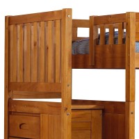 Mission Staircase Twin over Twin Bunk Bed with Four Drawer Chest