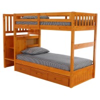 Mission Staircase Twin over Twin Bunk Bed with Seven Drawers