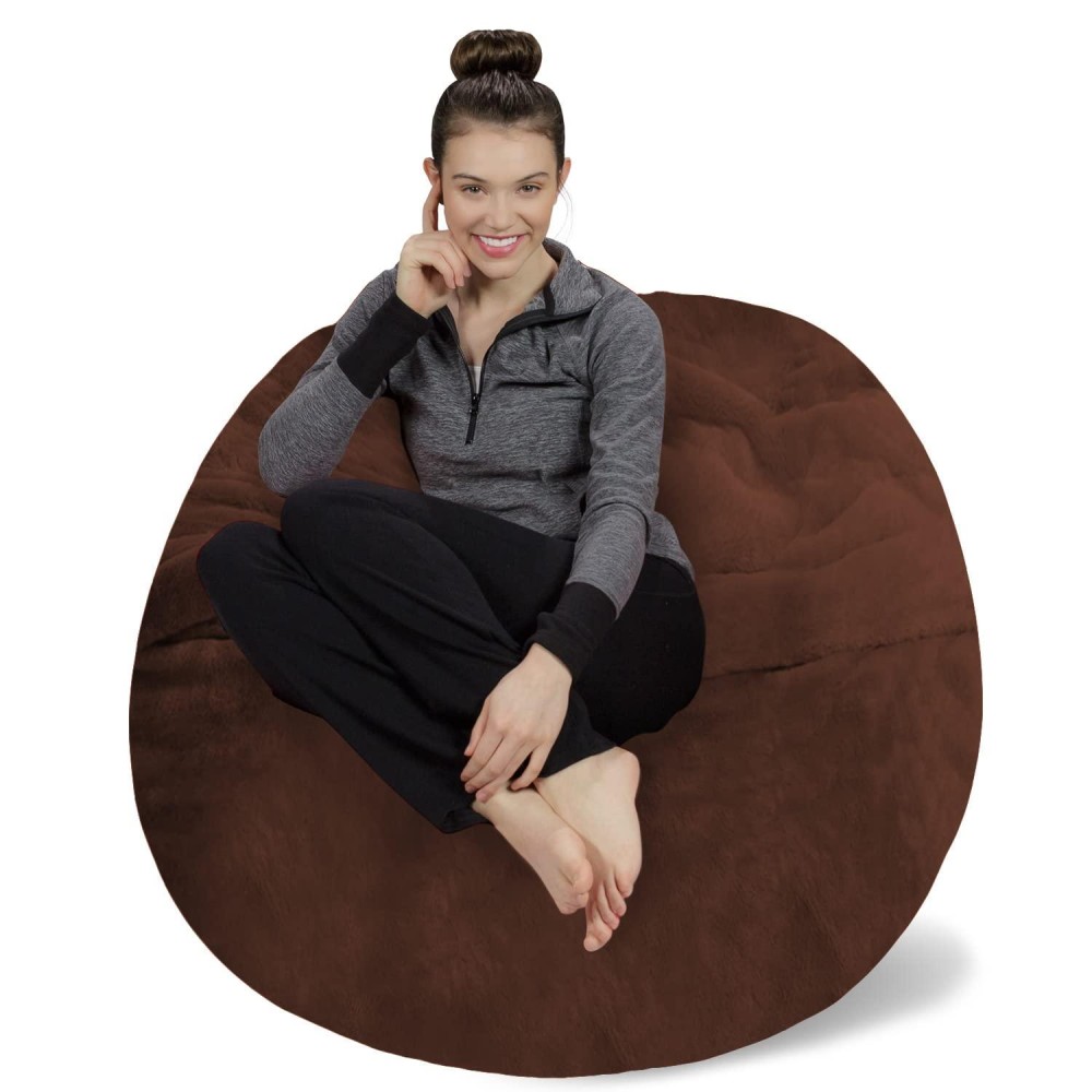 Sofa Sack - Plush Ultra Soft Bean Bags Chairs For Kids, Teens, Adults - Memory Foam Beanless Bag Chair With Microsuede Cover - Foam Filled Furniture For Dorm Room - Brown Rabbit Fur 4'