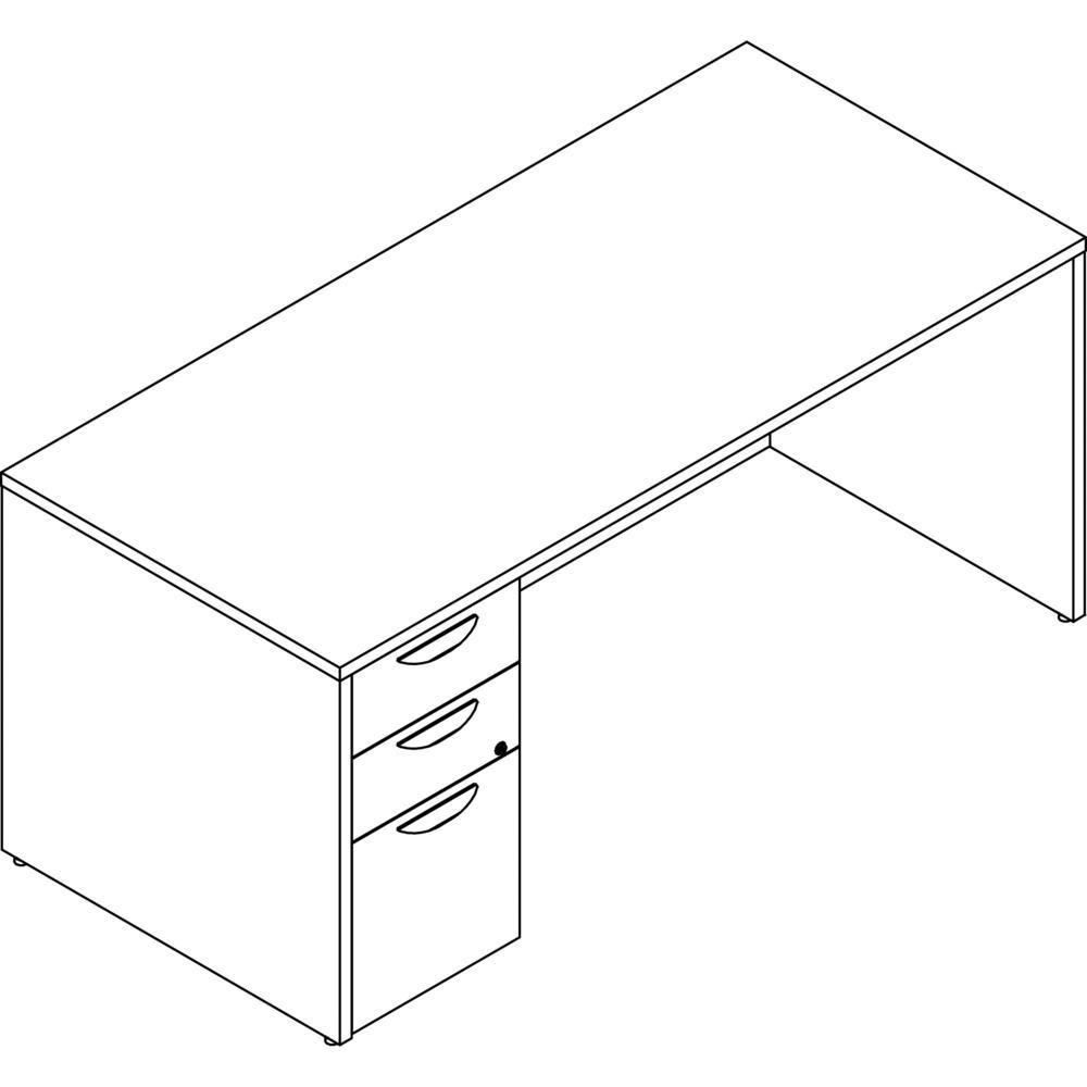 Lorell Prominence 20 Gray Elm Laminate Desk Unit 66 x 3029 1 Top 01 Edge 3 x File Box Drawers Single Pedestal