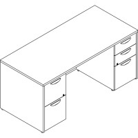 Lorell Prominence 20 Gray Elm Laminate Desk Unit 66 x 3029 1 Top 01 Edge 5 x File Box Drawers Double Pedestal