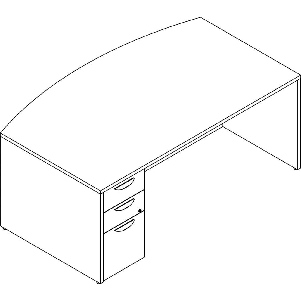 Lorell Prominence 20 Gray Elm Laminate Desk Unit 72 x 4229 1 Top 01 Edge 3 x File Box Drawers Double Pedestal