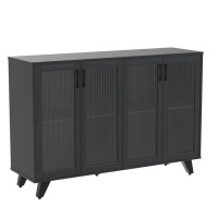 Panana Kitchen Buffet Server Table Accent Sideboard Cupboard Server Buffet Console Table With Doors Cabinet (49Inch, Black)