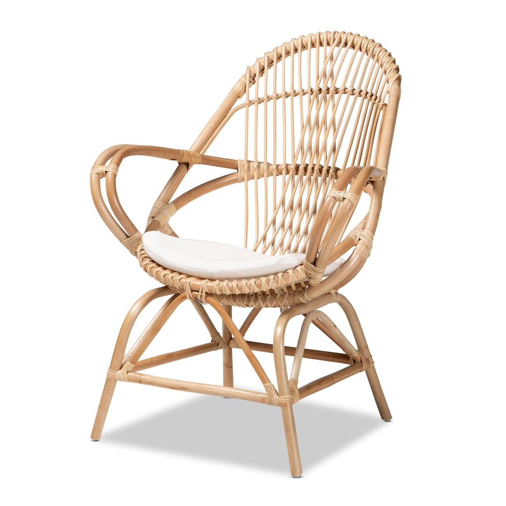 Baxton Studio Jayden Chairs, White/Natural Brown