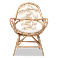 Baxton Studio Jayden Chairs, White/Natural Brown