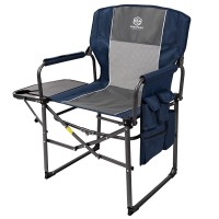 Coastrail Outdoor Extra Compact Directors Camping Chair Portable Folding Chair With Large Side Table & Cup & Phone Holder, Breathable Mesh Back, Storage Pockets And Handle, Free Bonus Carry Bag, Blue