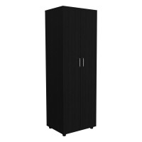 DEPOT ESHOP London Armoire Two Internal Shelves Rod TwoDoor ArmoireBlack For Bedroom