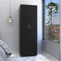 DEPOT ESHOP London Armoire Two Internal Shelves Rod TwoDoor ArmoireBlack For Bedroom