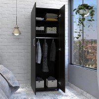 Depot E-Shop London Armoire  Two Internal Shelves  Rod  Two-Door Armoire-Black  For Bedroom