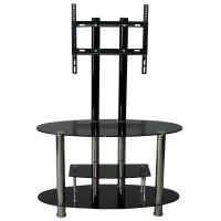 Better Home Products Zoe Tempered Glass TV Stand with Mount for 55inch TV Black