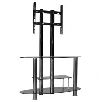 Better Home Products Zoe Tempered Glass TV Stand with Mount for 55inch TV Black