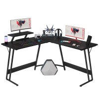 Homall L Shaped Gaming Desk Computer Corner Desk Pc Gaming Desk Table With Large Monitor Riser Stand For Home Office Sturdy Writ