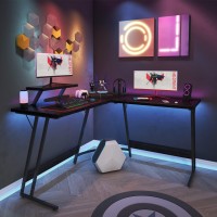 Homall L Shaped Gaming Desk Computer Corner Desk Pc Gaming Desk Table With Large Monitor Riser Stand For Home Office Sturdy Writ