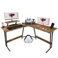 Homall L Shaped Gaming Desk Computer Corner Desk Pc Gaming Desk Table With Large Monitor Riser Stand For Home Office Sturdy Writ