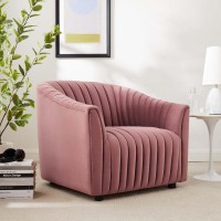 Modway Announce Performance Velvet Channel Tufted Armchair, Dusty Rose