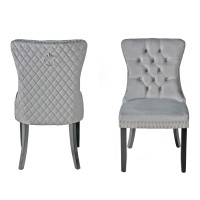 Better Home Products Sofia Velvet Upholstered Tufted Dining Chair Set in Gray