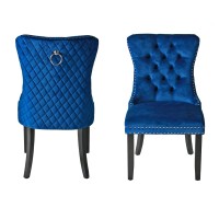 Better Home Products Sofia Velvet Upholstered Tufted Dining Chair Set In Blue