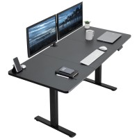 Vivo Electric Height Adjustable 71 X 30 Inch Memory Stand Up Desk, Black Table Top, Black Frame, Standing Workstation With Preset Controller, 1B Series, Desk-Kit-1B7B