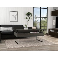 DEPOT ESHOP Osaka Lift Top Coffee Table Two Legs Two Flexible Shelves Countertop EspressoBlack For Living Room