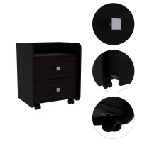 DEPOT ESHOP Marsella Nightstand Two Drawers Superior Top Metal Handle BlackD0102H5L56P