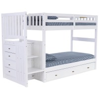 Mission Staircase Twin over Twin Bunk Bed with Seven Drawers