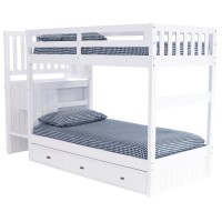 Mission Staircase Twin over Twin Bunk Bed with Seven Drawers