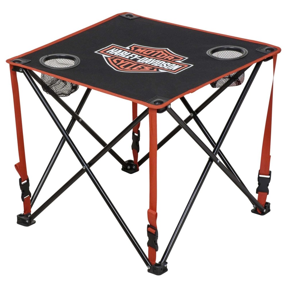 Harley-Davidson Bar & Shield Folding Table, Folds For Easy Transport & Storage