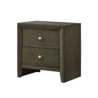Nightstand with 2 Drawers and Panel Base Support, Gray