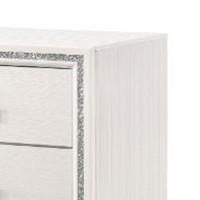 Nightstand with 2 Drawers and Shimmer Accent Trim, White