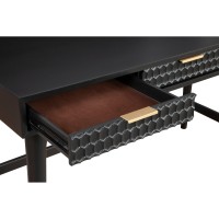 Writing Desk with 3 Drawers and Wooden Frame, Black