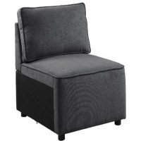 Armless Chair with Pocket Coil Seating and Pillow Back, Gray