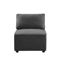 Armless Chair with Pocket Coil Seating and Pillow Back, Gray