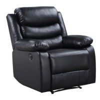 Power Recliner with Pocket Coil Seating and Pillow Top Arms, Black