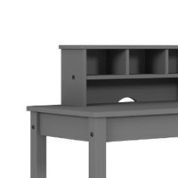 Writing Desk with Wooden Frame and Open Compartments, Gray