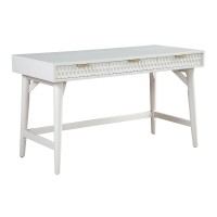 Writing Desk with 3 Drawers and Wooden Frame, White