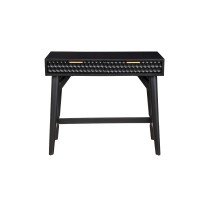 Writing Desk with 2 Drawers and Wooden Frame, Black