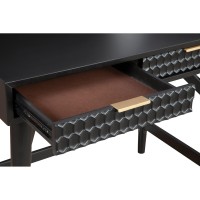 Writing Desk with 2 Drawers and Wooden Frame, Black