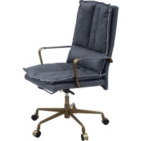 Office Chair with Leatherette Seat and Tufted Details, Gray
