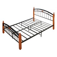 Better Home Products Lexus Metal Bed Frame With Headboard And Footboard In Cherry