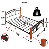 Better Home Products Lexus Metal Bed Frame With Headboard And Footboard In Cherry