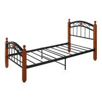 Better Home Products Lexus Metal Bed Frame With Headboard & Footboard In Cherry