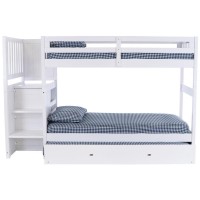 Mission Staircase Twin over Twin Bunk Bed with Four Drawer Chest