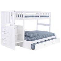 Mission Staircase Twin over Full Bunk Bed with Four Drawer Chest