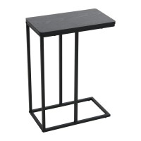 Household Essentials Jamestown C-Shaped For Accessiblity Side End Table Black Oak Wood Grain And Black Metal