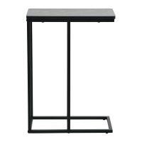 Household Essentials Jamestown C-Shaped For Accessiblity Side End Table Black Oak Wood Grain And Black Metal