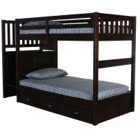 Mission Staircase Twin over Twin Bunk Bed with Seven Drawers