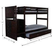 Mission Staircase Twin over Twin Bunk Bed with Four Drawer Chest